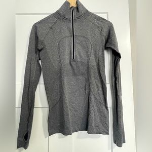 Lululemon Run Swiftly Tech 3/4 zip LS, Dark Grey, Sz 8